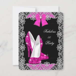 Invitation Chaussure à talon aiguille rose hot pailletée élég