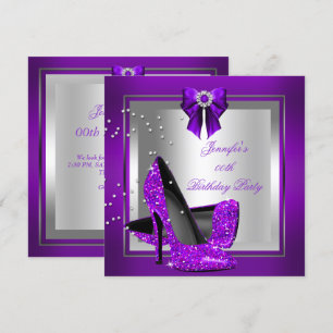 Invitation Chaussure à talon haut pailletée argent violet Ann