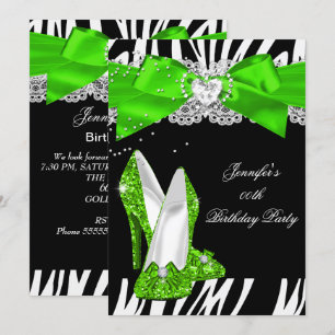 Invitation Chaussure à talon haut pailletée vert citron Anniv