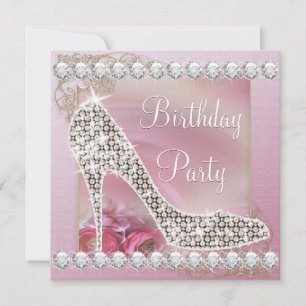 Invitation Chaussure à talon haut rose or élégante pour fête 