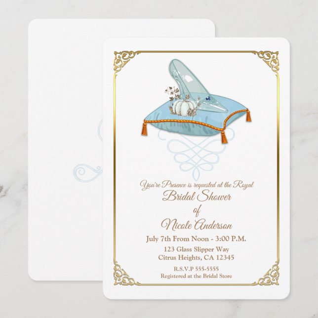 Invitation Chaussure en verre Cendrillon Fête des mariées élé (Devant / Derrière)