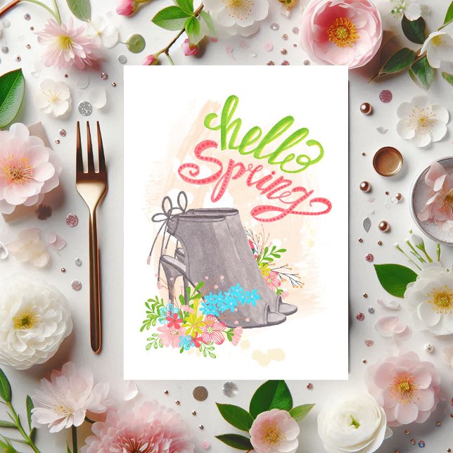 Invitation Chaussure florale de printemps tendance Anniversai (Trendy Spring Floral Shoe Birthday Invitation)