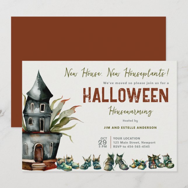 Invitation Chaussure Plante de la fête de l'Halloween Terraco (Devant / Derrière)