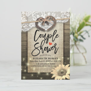 Invitation Chaussures à cheval Sunflower Couple Wedding showe