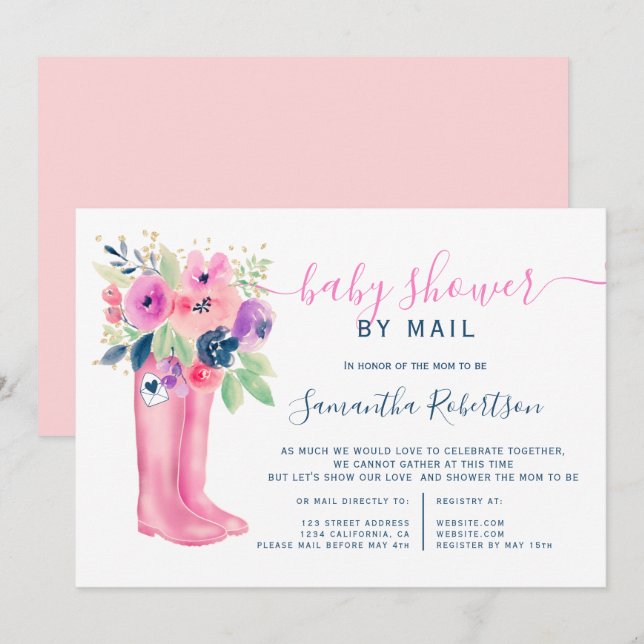 Invitation Chaussures à fleurs d'automne baby shower d'aquare (Devant / Derrière)