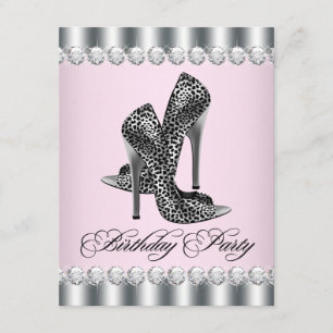 Invitation Chaussures à talon assez haut rose léopard fête d'