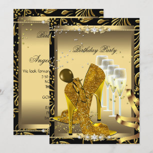 Invitation Chaussures à talon élevé Champagne Gold Anniversai