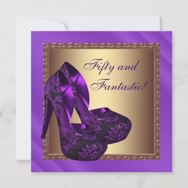 Invitation Chaussures à talon élevé femmes violet or fête d'a (Devant)