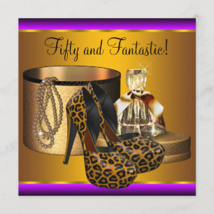 Invitation Chaussures à talon élevé Leopard Gold Womans 50e a