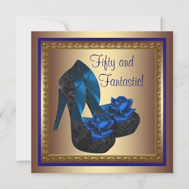 Invitation Chaussures à talon élevé Royal Blue Gold 50e anniv (Devant)