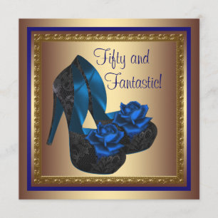 Invitation Chaussures à talon élevé Royal Blue Gold 50e anniv