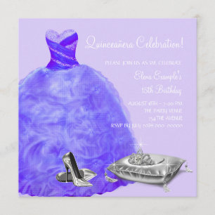 Invitation Chaussures à talon haut violet princesse Quinceane