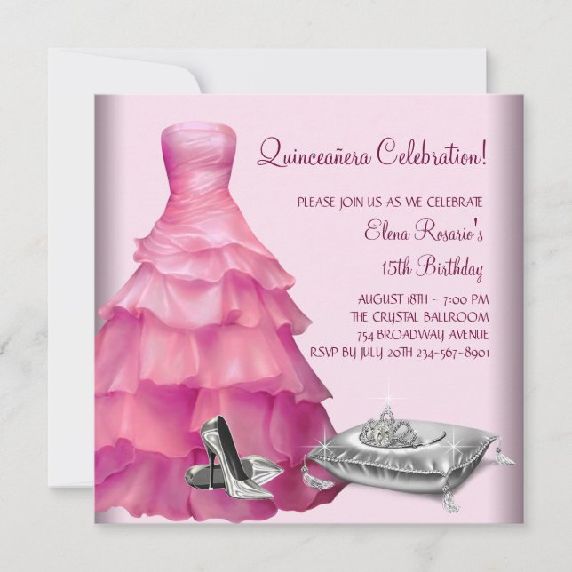 Invitation Chaussures à talon haute rose de balle rose Quince (Devant)