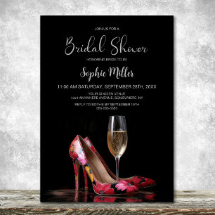 Invitation Chaussures à talons aiguilles florales rouges pour