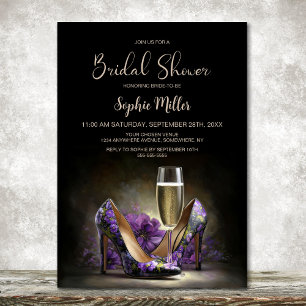 Invitation Chaussures à talons aiguilles florales violettes é