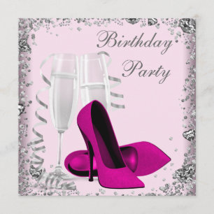 Invitation Chaussures à Talons Champagne Rose Fête d'Annivers