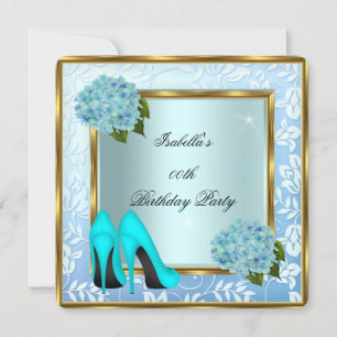 Invitation Chaussures à talons florales avec hydrangeas sarce