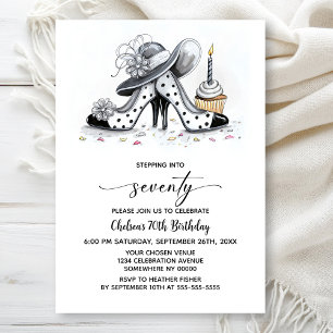Invitation Chaussures à talons hauts à pois élégants pour 70e