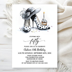 Invitation Chaussures à talons hauts à pois pour 50e annivers