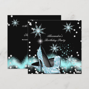 Invitation Chaussures à talons hauts bleu cyan scintillant po