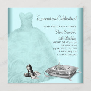 Invitation Chaussures à talons hauts en balle Quinceanera ble