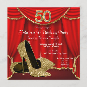 Invitation Chaussures à talons hauts en or rouge pour les 50 