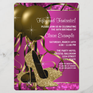 Invitation Chaussures à talons hauts Femme Rose chaud et Or F
