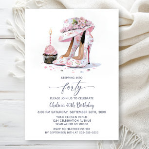 Invitation Chaussures à talons hauts florales roses pour fête
