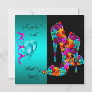 Invitation Chaussures à talons hauts FUN florales pour annive