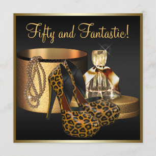 Invitation Chaussures à talons hauts Leopard Gold Womans 50e 