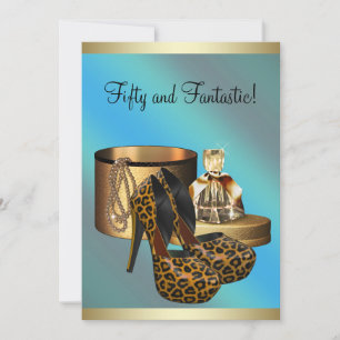 Invitation Chaussures à talons hauts Leopard Gold Womans 50e 
