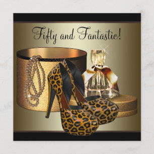 Invitation Chaussures à talons hauts Leopard Gold Womans 50e 