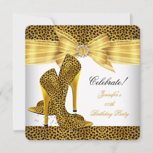Invitation Chaussures à talons hauts léopard or blanc fête d'