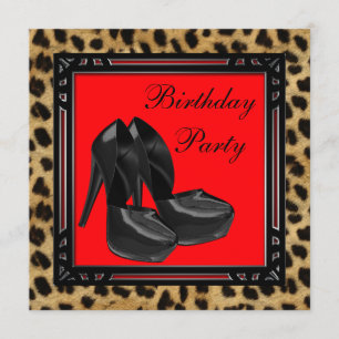 Invitation Chaussures à talons hauts noires à léopard rouge p