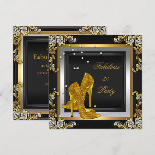 Invitation Chaussures à talons hauts or noir pour la fête d'a