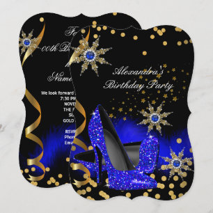 Invitation Chaussures à talons hauts pailletées bleu royal po