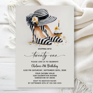 Invitation Chaussures à talons hauts rayées 21e anniversaire