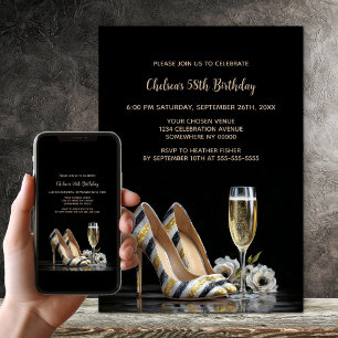 Invitation Chaussures à talons hauts rayées élégantes pour fê
