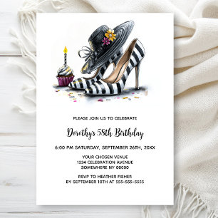 Invitation Chaussures à talons hauts rayées modernes pour fêt