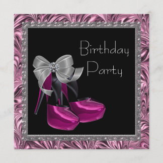 Invitation Chaussures à talons hauts rose chaud Anniversaire