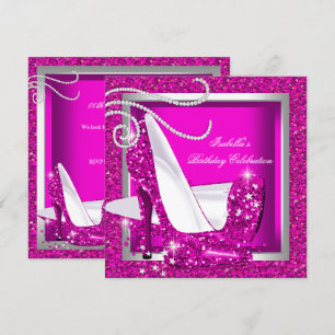 Invitation Chaussures à talons hauts rose pailleté luxueuses