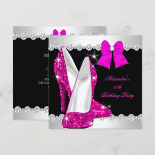 Invitation Chaussures à talons hauts rose vif pailletées élég
