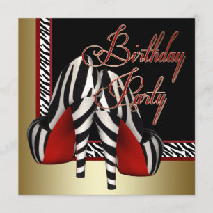 Invitation Chaussures à talons hauts rouge zèbre Or noir pour
