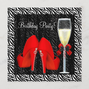 Invitation Chaussures à talons hauts rouges cocktails Zèbre A