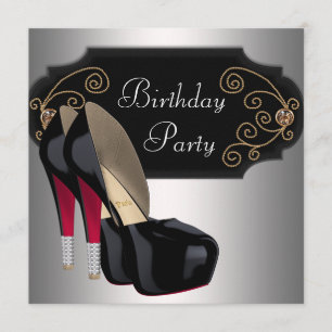 Invitation Chaussures à talons hauts rouges et noirs pour fêt