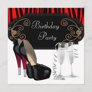 Invitation Chaussures à talons hauts rouges et noirs pour fêt