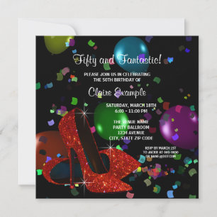 Invitation Chaussures à talons hauts rouges pour la fête d'an