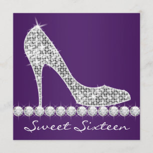 Invitation Chaussures à Talons Hauts Violettes Fête d'Anniver