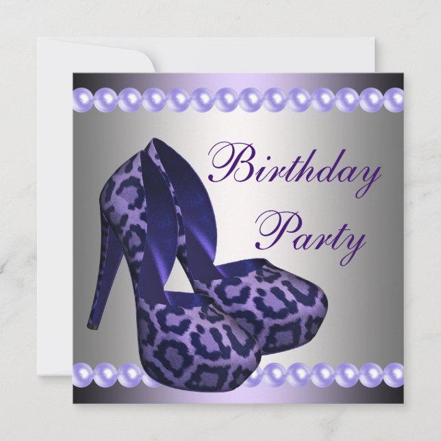 Invitation Chaussures à talons hauts violettes léopard Fête d (Devant)