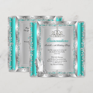 Invitation Chaussures argent vert jade pour les 15 ans de Qui